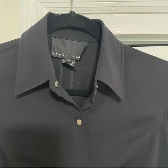 Yansi Fugel Women's Black Button Down Blouse w/ Collar Size XS - Picture 2 of 8